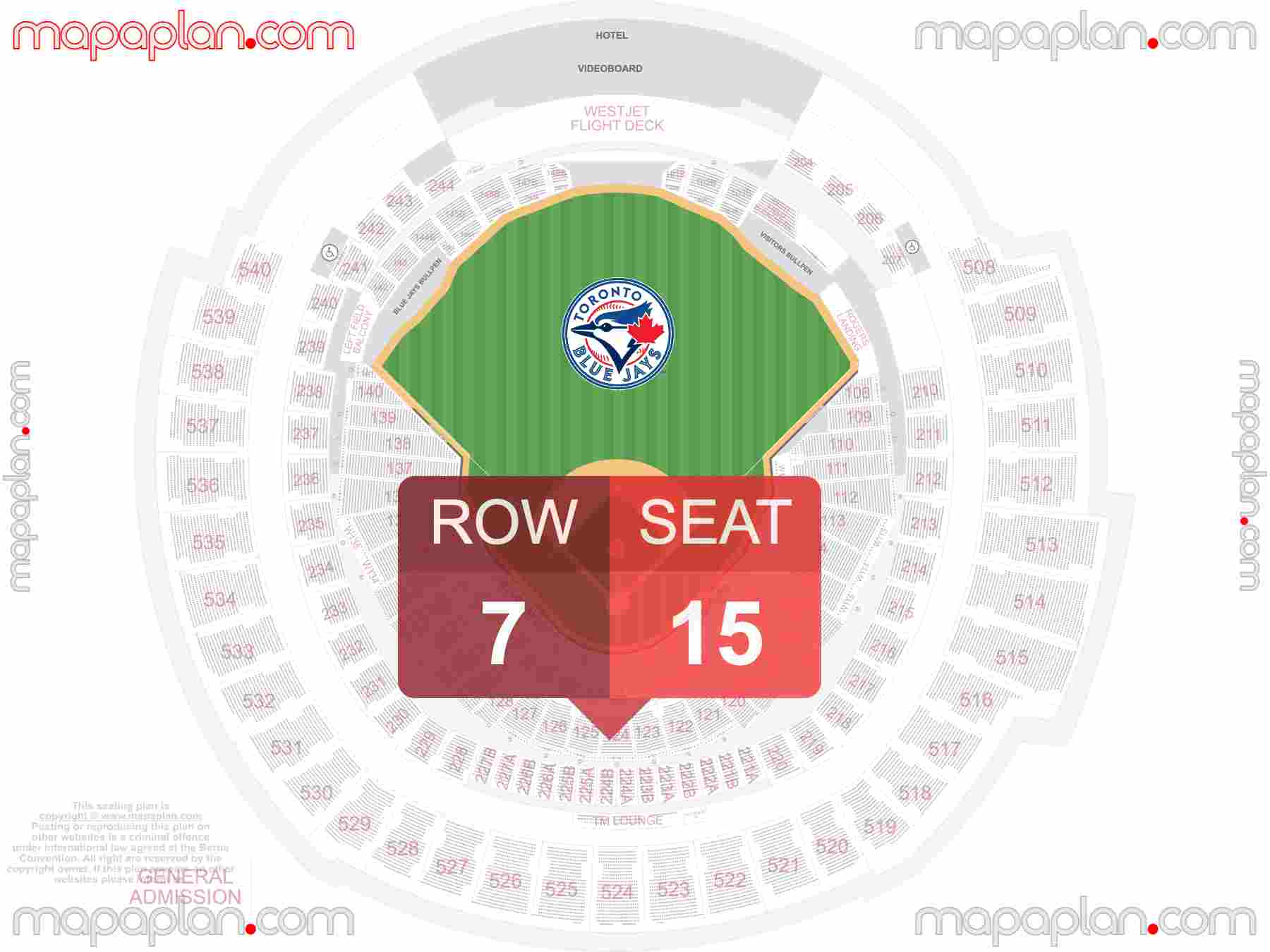 Toronto Rogers Centre seating map Toronto Blue Jays baseball inside capacity view arrangement chart - Interactive virtual 3d best seats & rows detailed stadium image configuration layout