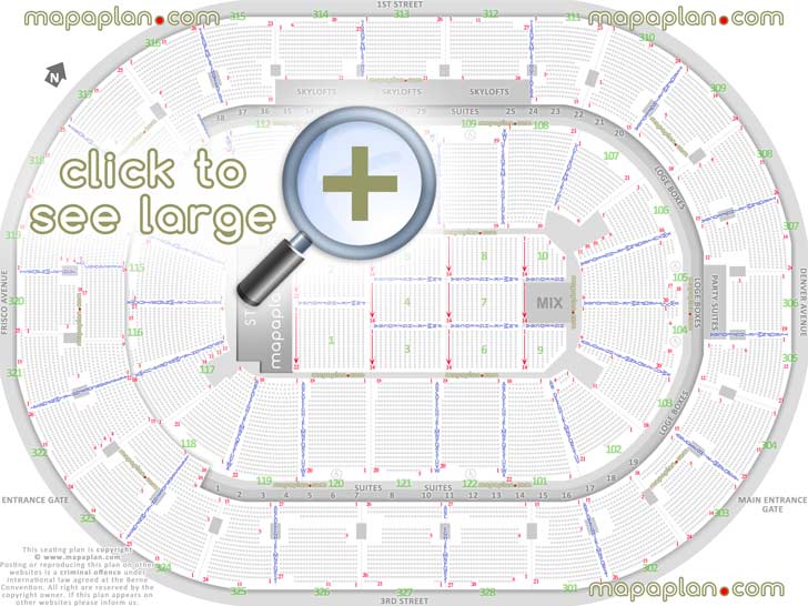 BOK Center seat & row numbers detailed seating chart, Tulsa