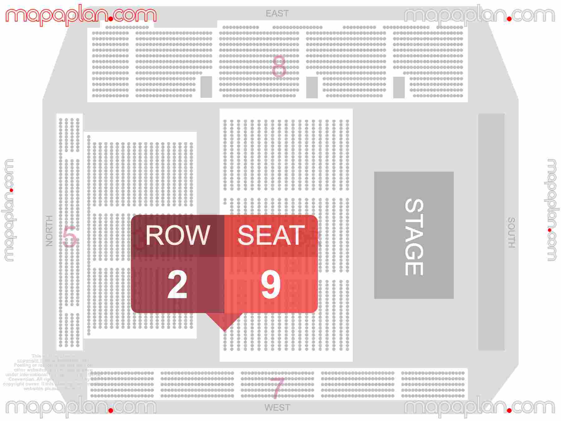 Wellington TSB Arena seating map Concert detailed seat numbers and row numbering map with interactive map plan layout