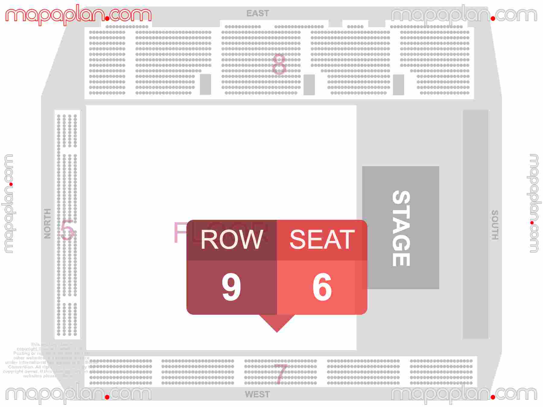 Wellington TSB Arena seating map Concert with floor general admission standing seating map with exact section numbers showing best rows and seats selection 3d layout - Best interactive seat finder tool with precise detailed location data