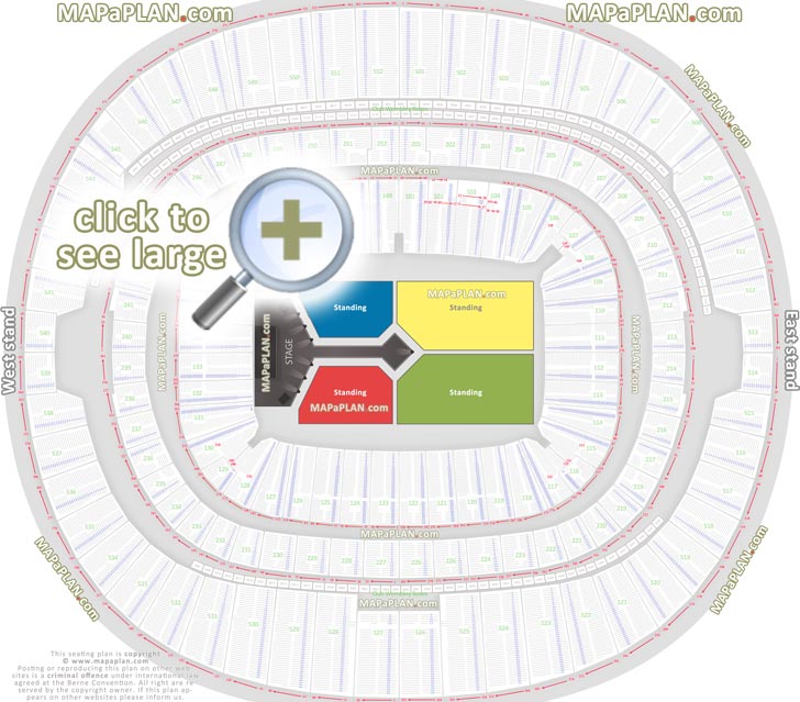 Wembley Stadium London Seating Plan 00a Detailed Row Block Numbers Exact Concert Chart 
