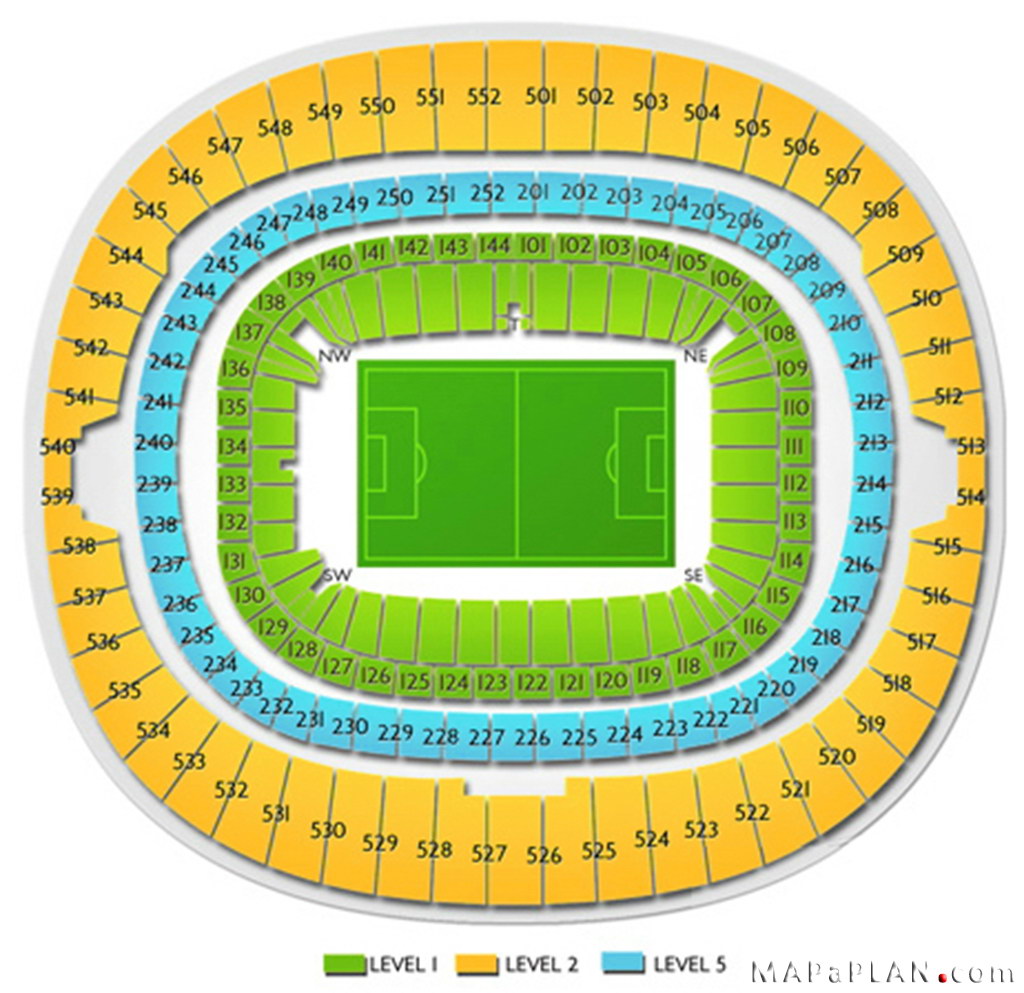 Wembley Stadium London Seating Plan 08 Football Matches Individual Block Numbers 