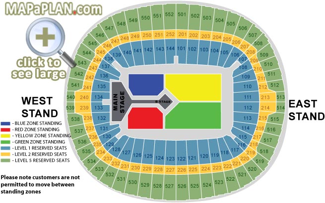 Wembley Stadium London Seating Plan 16 One Direction Ticketmaster Concert Map 