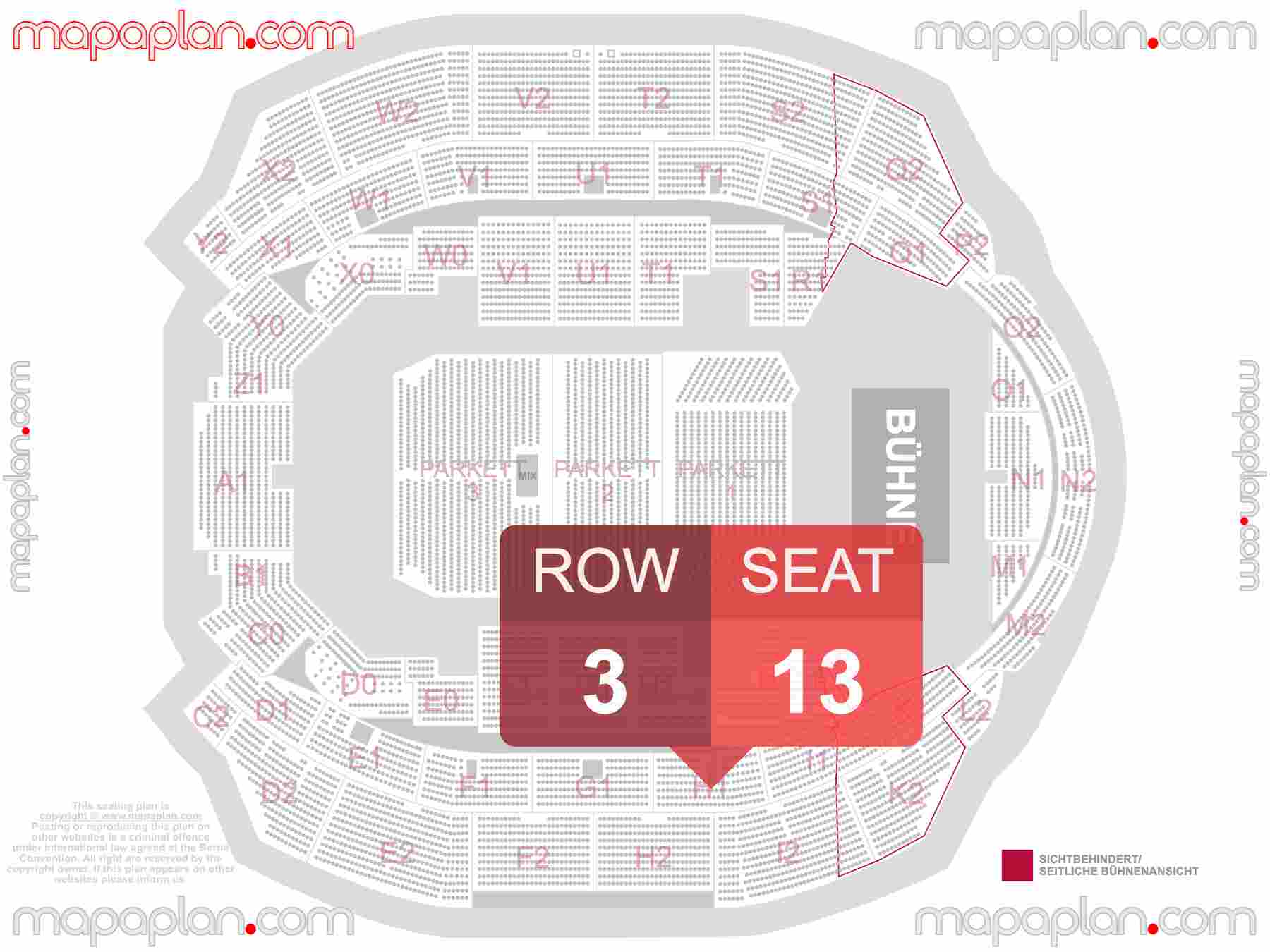 Zürich Oerlikon Hallenstadion seating plan Concert Beste Sitzplätze für Konzert Sitzplan mit Sitzplatz & Reihennummerierung detailed seat numbers and row numbering plan with interactive map map layout