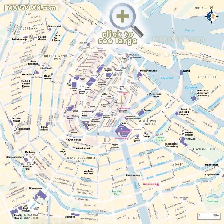 Amsterdam maps - Top tourist attractions - Free, printable city street ...