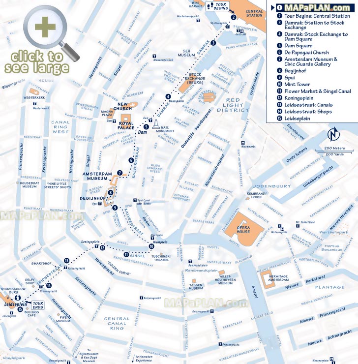 Amsterdam Top Tourist Attractions Map 12 Walking Tour Itinerary Explore Interesting Sites Buildings Canals Flower Markets 