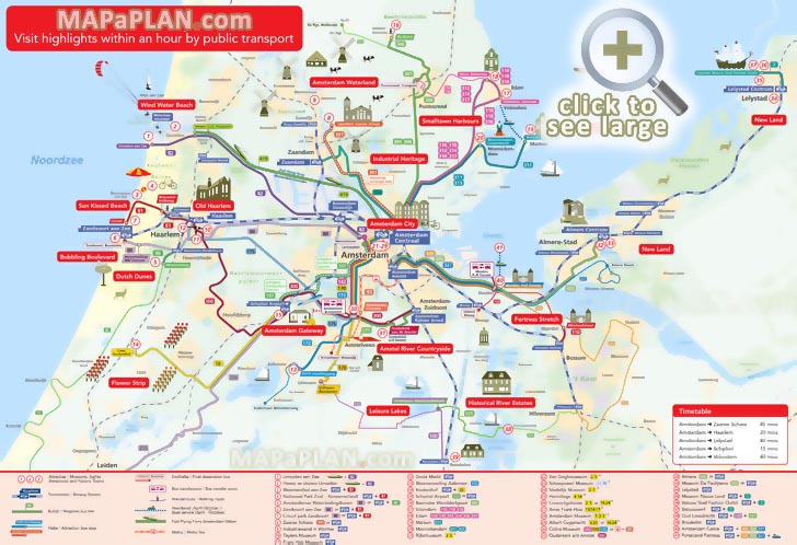 Amsterdam maps - Top tourist attractions - Free, printable city street