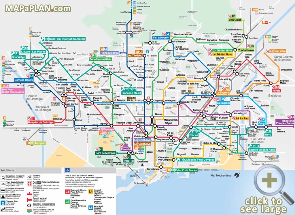 Barcelona maps - Top tourist attractions - Free, printable city street map