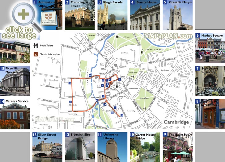 Cambridge Top Tourist Attractions Map 07 Explore Best Destinations One Day Walking Trip Route Itinerary For Prospective Students 