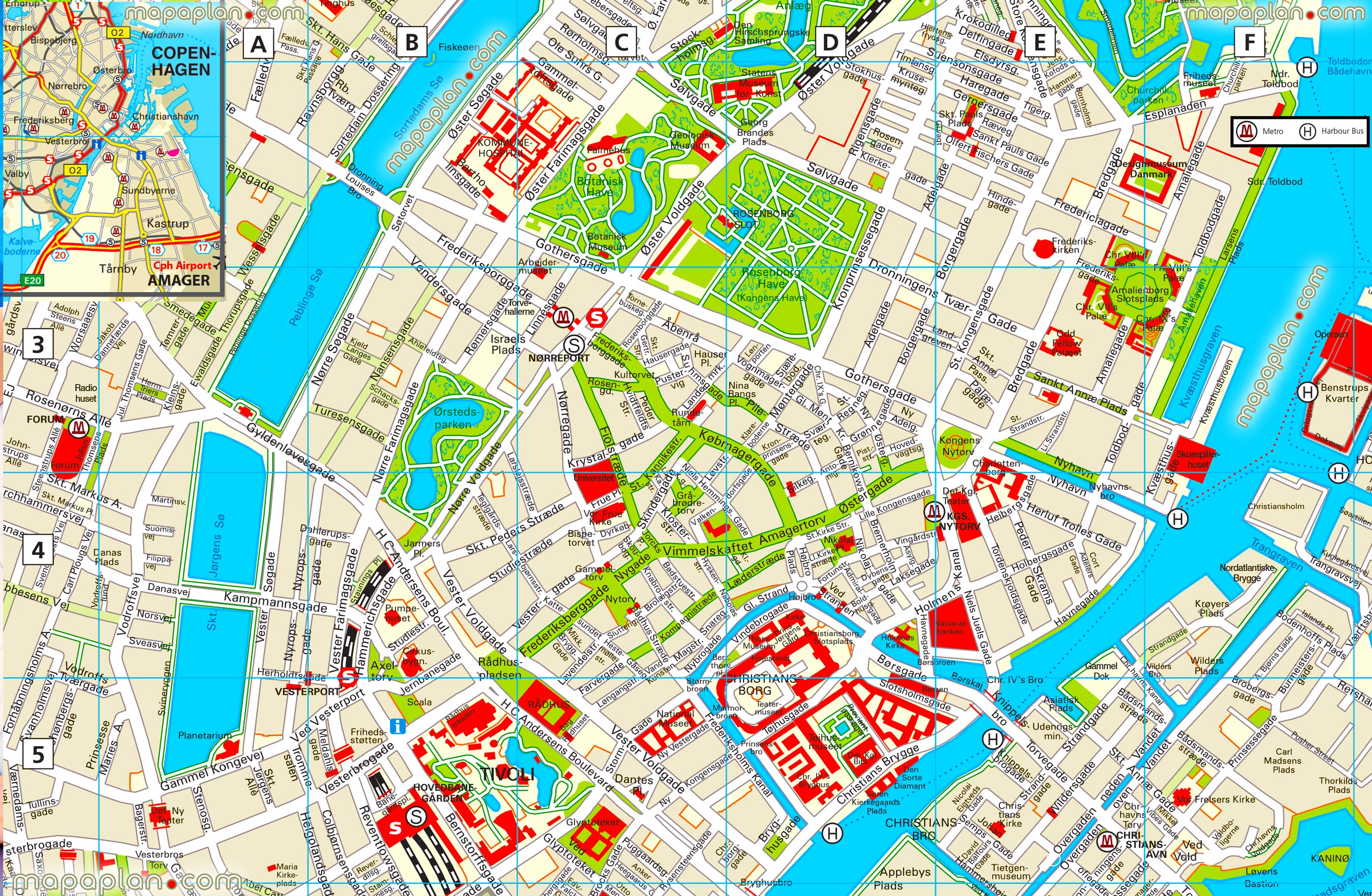 Copenhagen Maps Top Tourist Attractions Free Printable City Street 