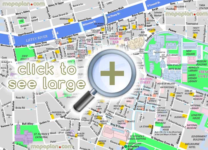 Dublin Top Tourist Attractions Map 08 Simple Navigate Inner City Centre Holiday Central Walkable Site Historical Places Visit 