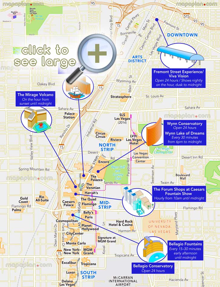 Fremont Street Las Vegas Map Las Vegas Maps - Top Tourist Attractions - Free, Printable City Street Map  - Mapaplan.com