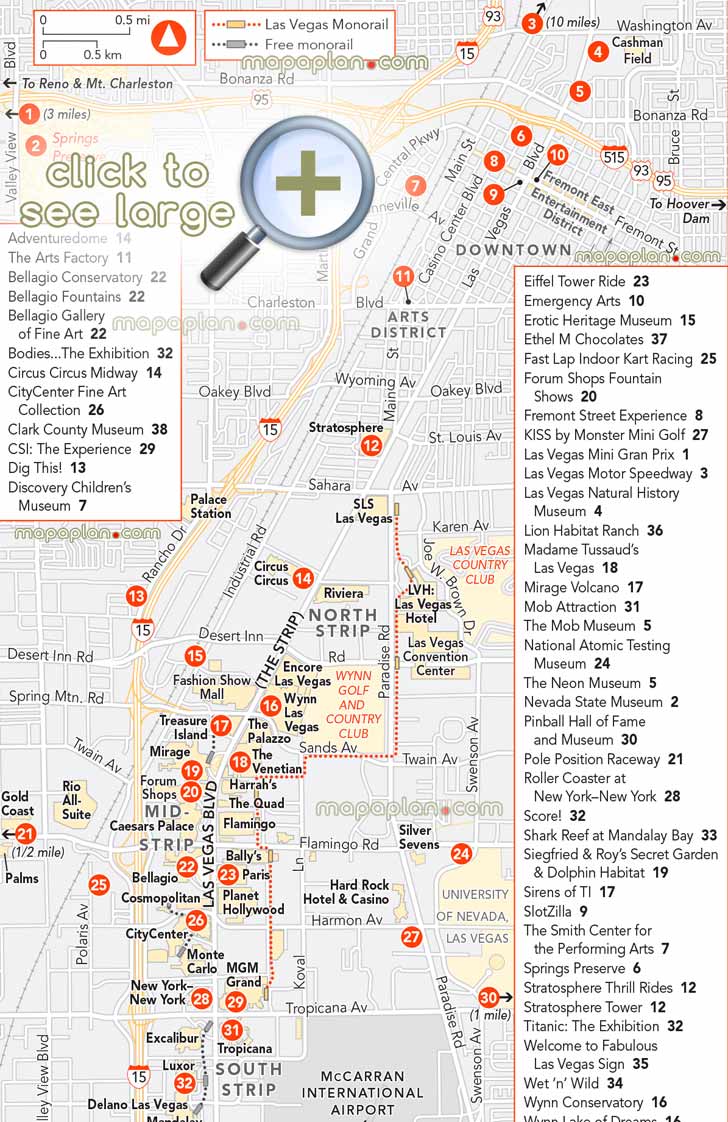 The Best Printable Vegas Strip Map | Tristan Website