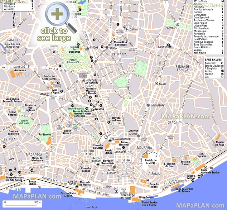 Lisbon top tourist attractions map