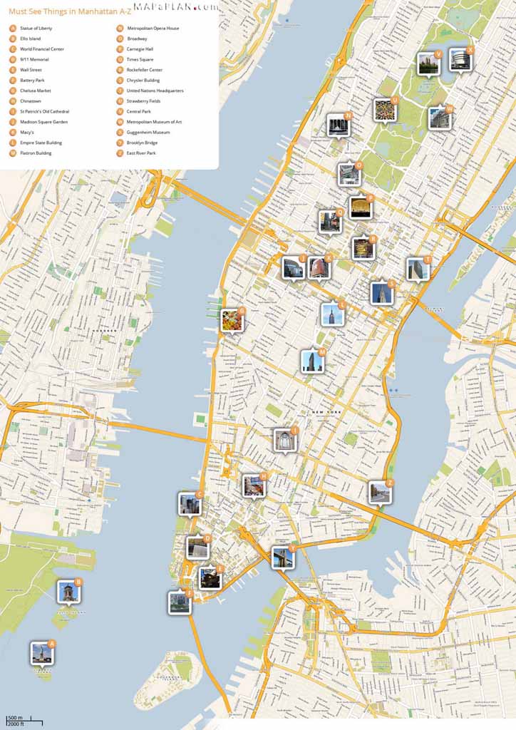 New York Top Tourist Attractions Map 26 A To Z Best Sights In A Week Google Map 