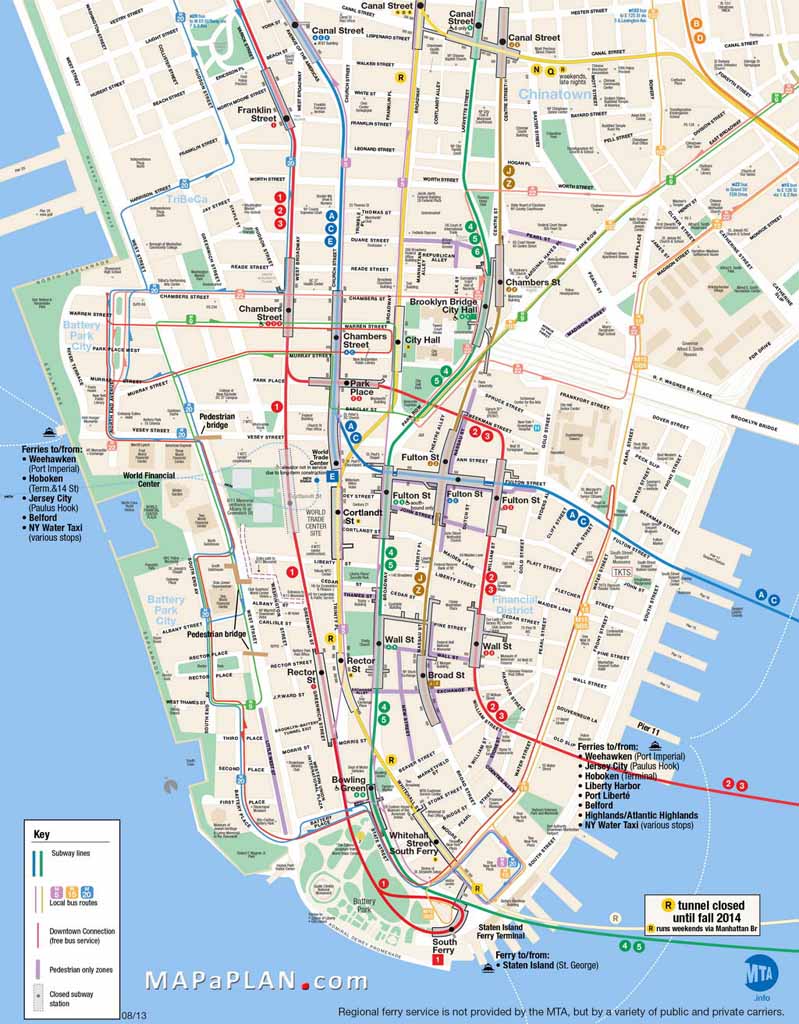 Maps of New York top tourist attractions - Free, printable - MapaPlan.com