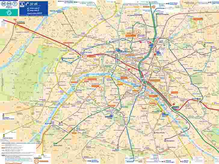 paris metro map with tourist attractions