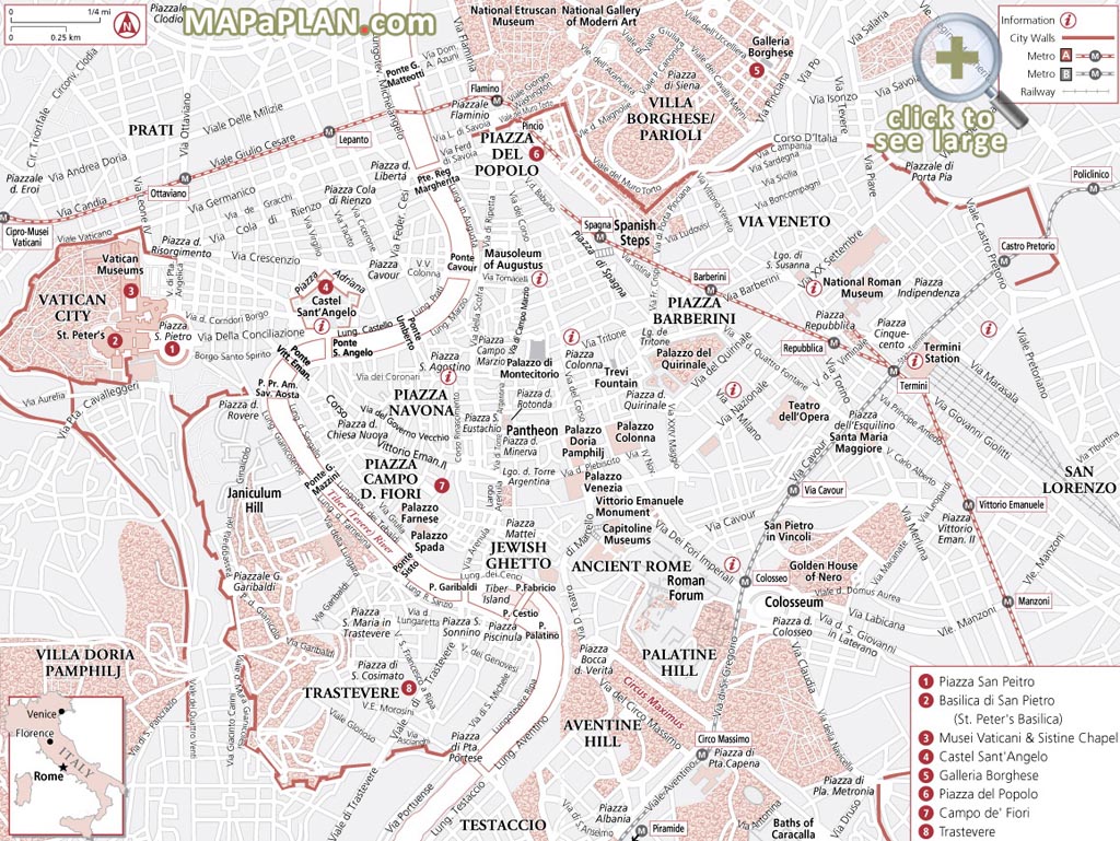 Maps Of Rome Showing Attractions