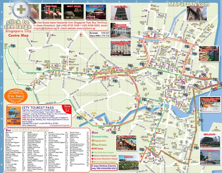 Singapore Top Tourist Attractions Map 03 Hop On Hop Off FunVee City Tours Bus Routes 