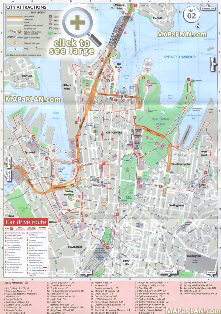 Map Of Sydney Attractions Tripomatic - vrogue.co