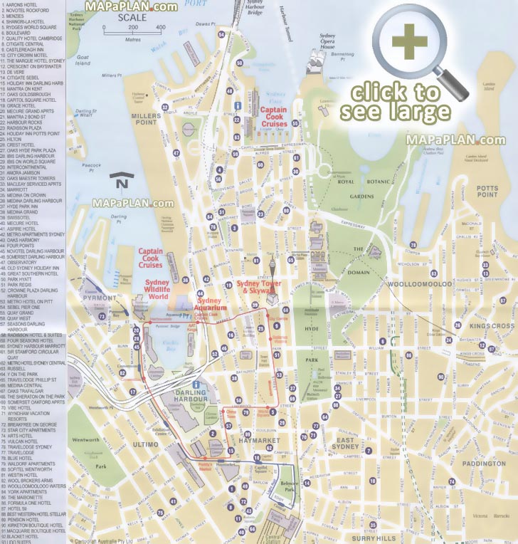 Sydney maps - Top tourist attractions - Free, printable city street map