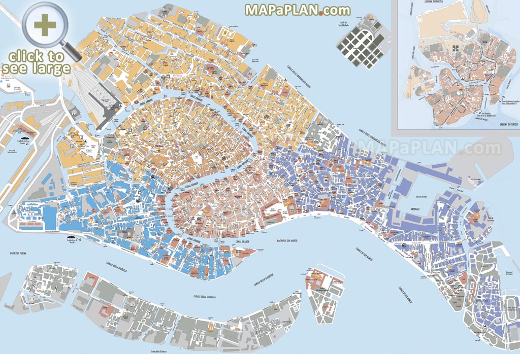 Venice maps - Top tourist attractions - Free, printable city street map