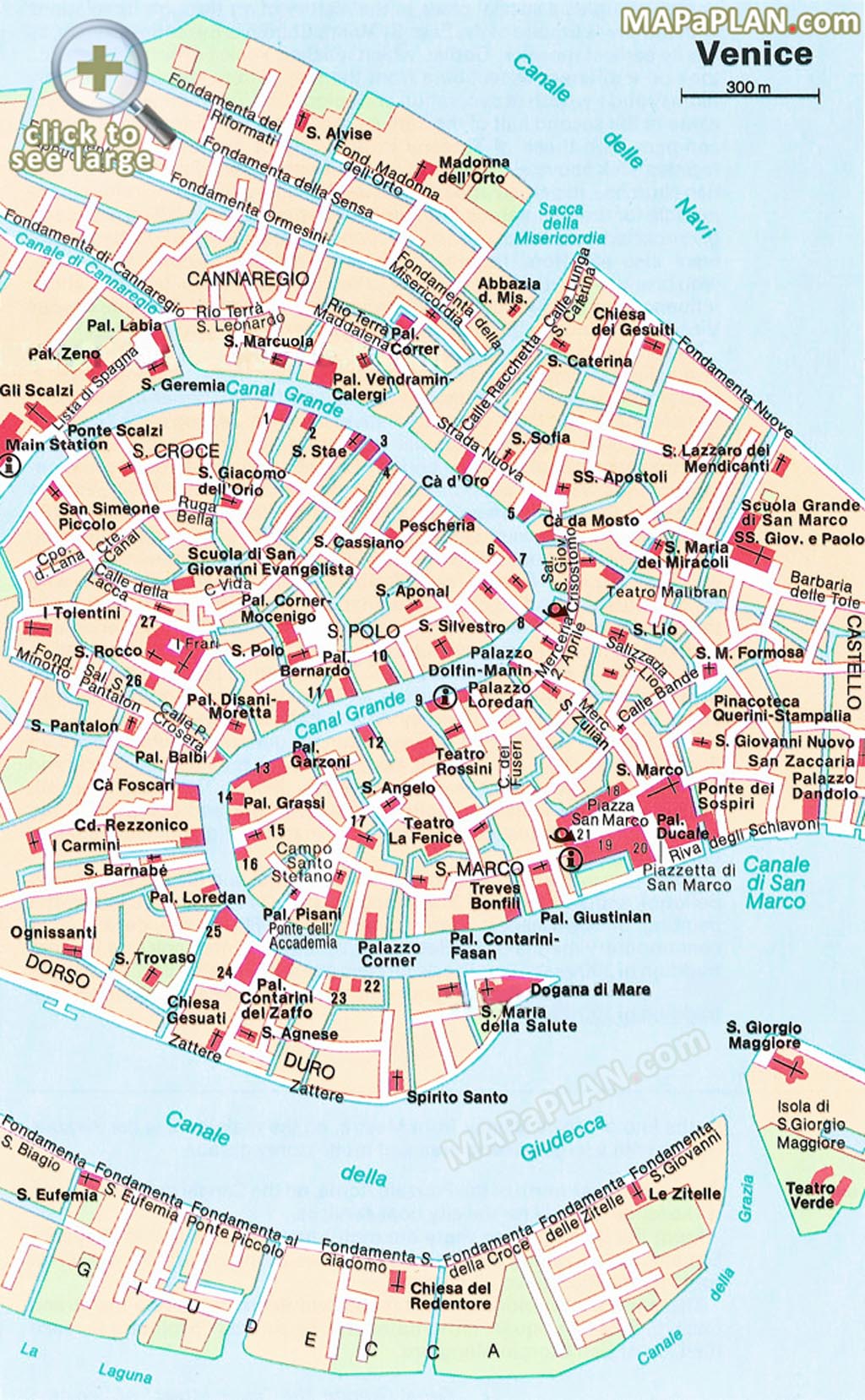 Venice maps - Top tourist attractions - Free, printable city street map ...
