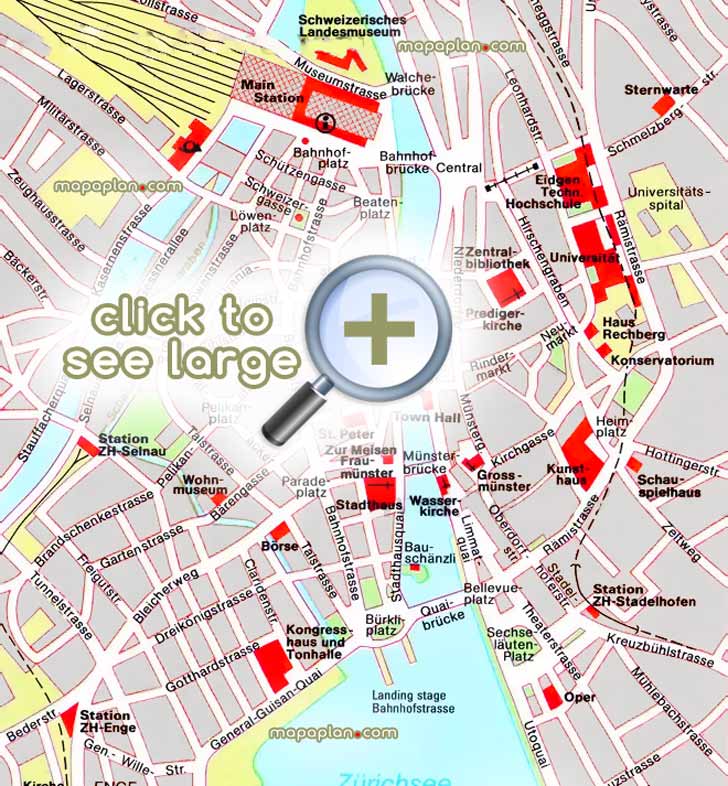 zurich city center map snapshot